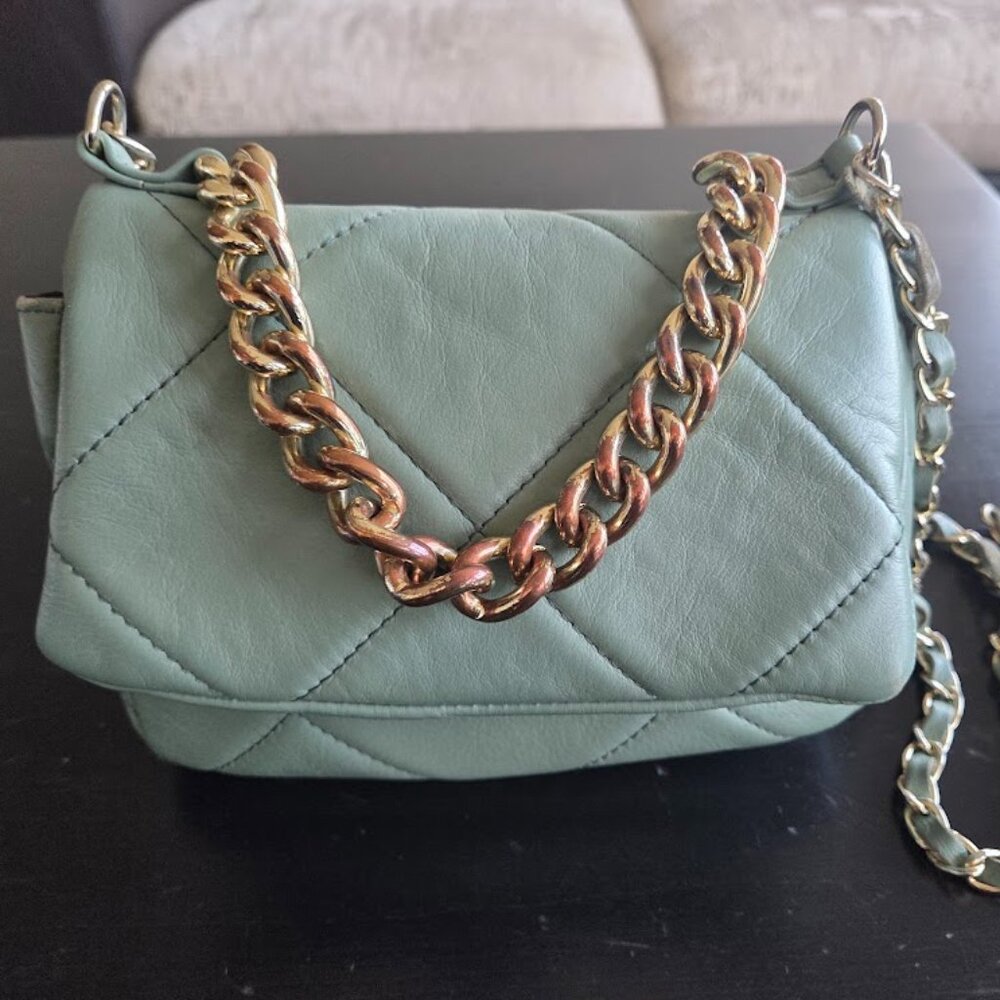 Anna Paola Olive Genuine Leather Crossbody Bag